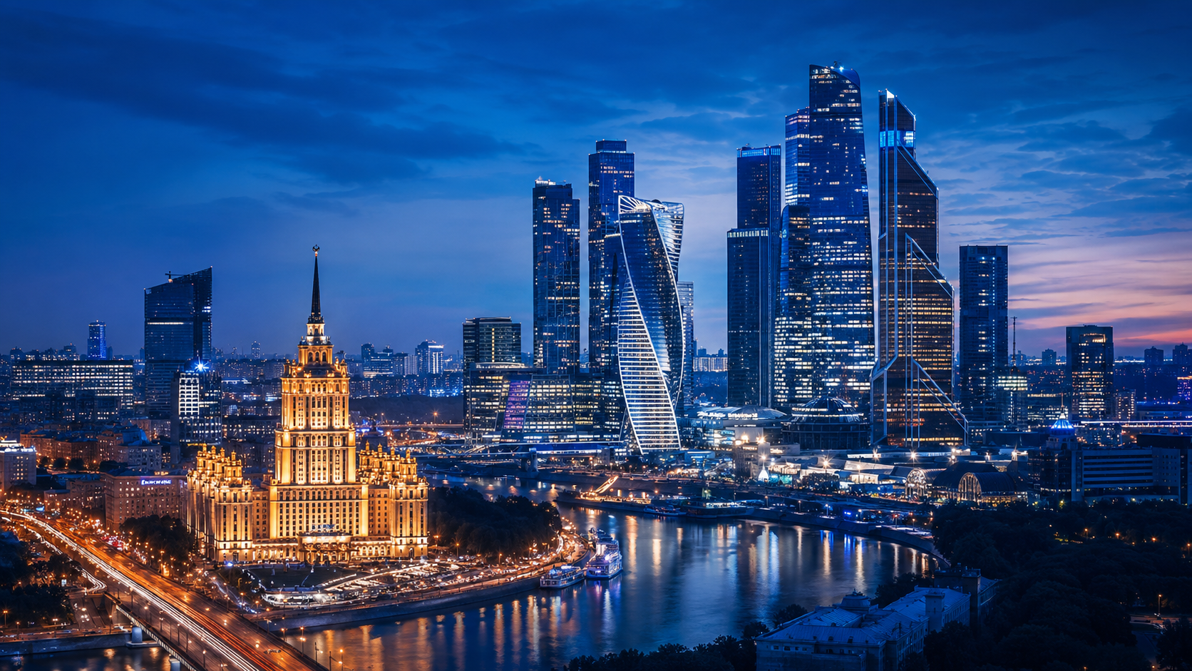 Moscow skyline at night